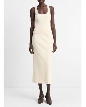 Vince Ribbed Cotton-Blend Midi Skirt - Natural