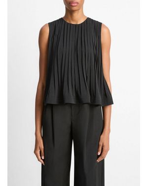 Vince Pleated A-Line Top - Black