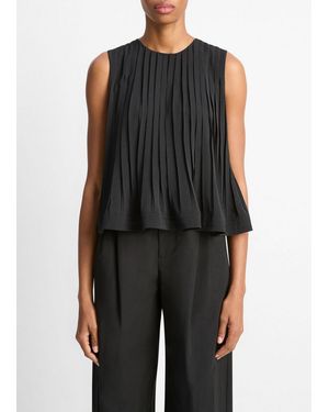 Vince Pleated A-Line Top - Black