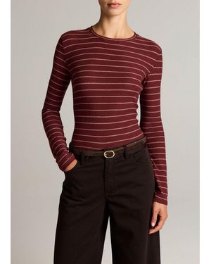 Vince Striped Cotton Long-Sleeve T-Shirt - Red