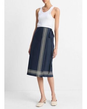 Vince Handkerchief-Stripe Straight Wrap Skirt - Blue