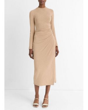 Vince Side-Drape Jersey Midi Skirt - Natural