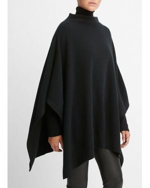 Vince Merino Wool-Cashmere Funnel-Neck Poncho - Black