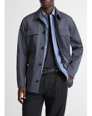 Vince Brushed Cotton Twill Chore Coat - Blue