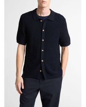 Vince Cotton Crochet Button-Front Shirt - Black