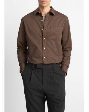 Vince Cotton Poplin Button-Front Shirt - Brown