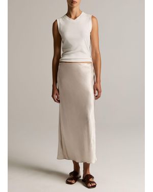 Vince Satin Side-Slit Slip Skirt - Natural