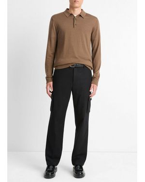 Vince Italian Wool-Blend Flannel Cargo Pant - Black