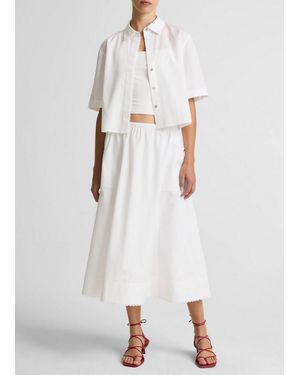 Vince Scallop-Detail Cotton Midi Skirt - White
