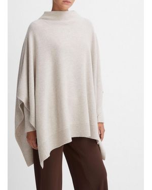 Vince Merino Wool-Cashmere Funnel-Neck Poncho - Natural