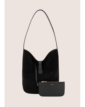 Vince Eris Suede Medium Bucket Bag - Black