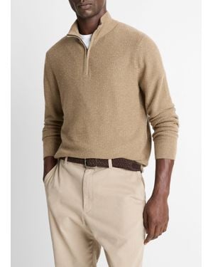 Vince Geo-Jacquard Wool-Blend Quarter-Zip Sweater - Natural