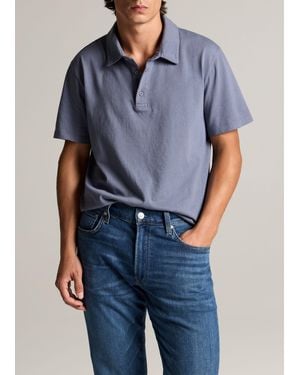 Vince Garment Dye Cotton Polo Shirt - Blue