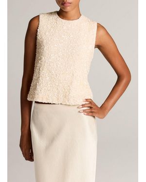 Vince Sequined Velvet Shell - Natural