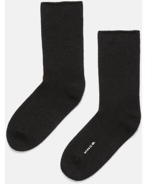 Vince Cashmere Jersey Short Sock - Black