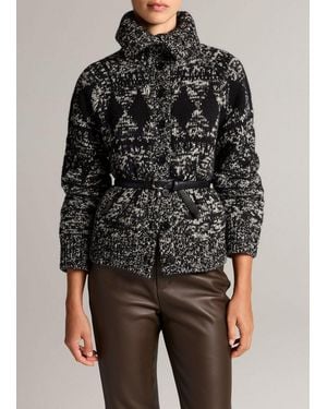Vince Marled Fair Isle Wool-Blend Boxy Cardigan - Black