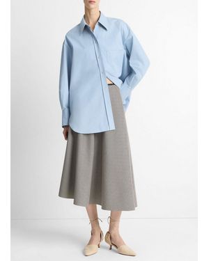 Vince Asymmetrical Houndstooth Wool-Blend Skirt - Blue