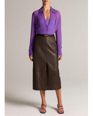 Vince Leather Slit-Front Skirt - Multicolour