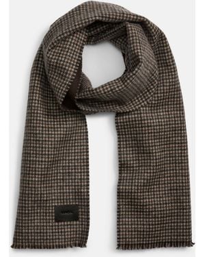 Vince Double-Face Houndstooth Wool-Cashmere Scarf - Grey