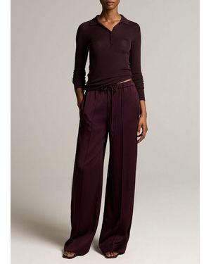 Vince Satin Mid-Rise Drawstring Pant - Purple