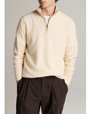 Vince Plush Cashmere Quarter-Zip Jumper - Natural