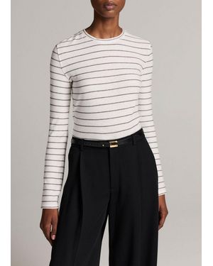 Vince Striped Cotton Long-Sleeve T-Shirt - Grey