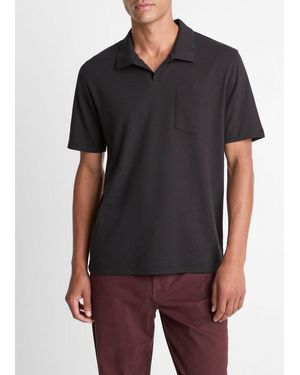 Vince Cotton-Blend Johnny-Collar Polo Shirt - Black