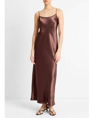 Vince Satin Bias Maxi Slip Dress - Brown