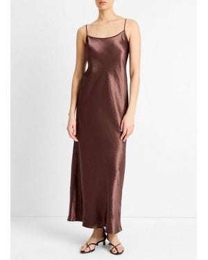 Vince Satin Bias Maxi Slip Dress - Brown