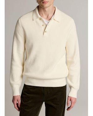 Vince Heirloom Shaker Cotton-Cashmere Polo Sweater - Natural