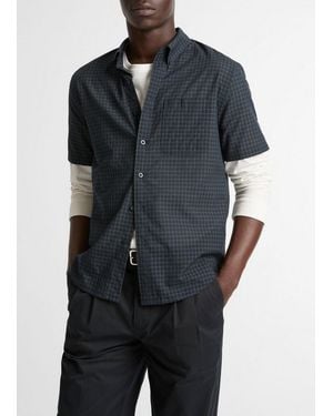 Vince Cortland Plaid Cotton-Blend Button-Down Shirt - Black