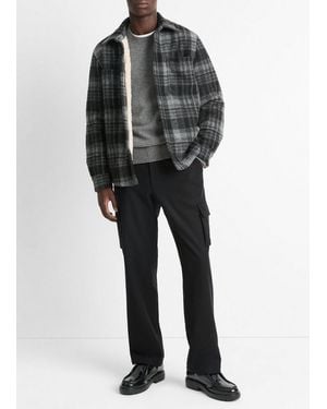 Vince Sherpa-Lined Plaid Shirt Jacket - Black