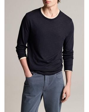 Vince Slub Pima Cotton Double-Layer T-Shirt - Blue