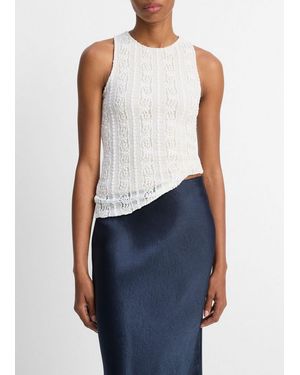 Vince Smocked Lace Shell - Blue