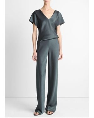 Vince Colette High-Rise Fluid Satin Bias Pant - Blue
