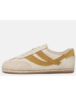 Vince Oasis Linen & Leather Espadrille Trainer - Natural