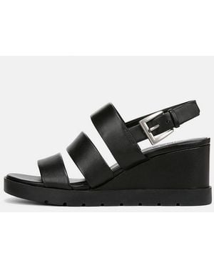 Vince Rochel Leather Wedge Sandal - Black