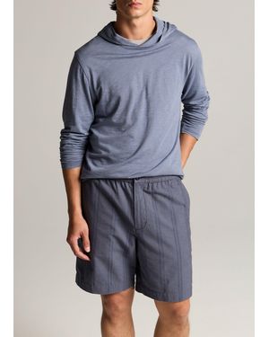 Vince Slub Pima Cotton Double-Layer Hoodie - Blue