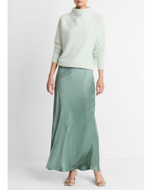 Vince Paneled Satin Bias Skirt - Green