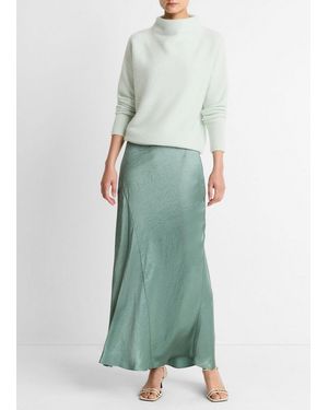 Vince Paneled Satin Bias Skirt - Green