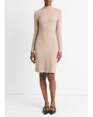 Vince Ribbed Long-Sleeve Short Dress - Natural