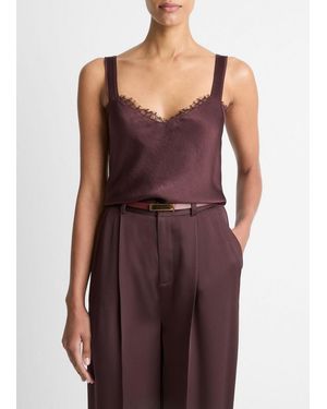 Vince Lace-Trim Satin Camisole - Purple