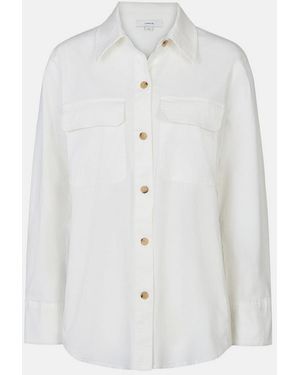 Vince Washed Stretch-Cotton Shirt Jacket - White