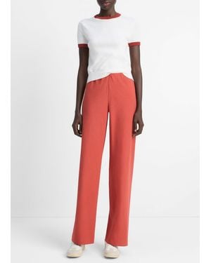 Vince Colette High-Rise Cotton & Linen-Blend Bias Pant - Red