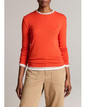 Vince Essential Pima Cotton-Blend Long-Sleeve T-Shirt - Red