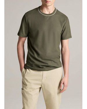 Vince Tipped Pima Cotton Piqué T-Shirt - Green