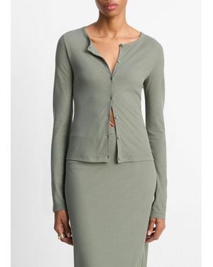 Vince Cotton Crepe Jersey Cardigan - Grey