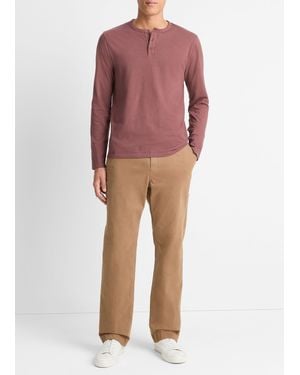 Vince Garment Dye Cotton Long-Sleeve Henley - Red