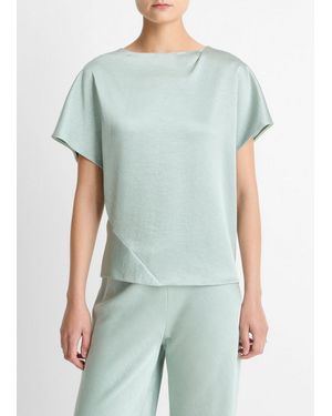 Vince Draped Satin Dolman-Sleeve Blouse - Green