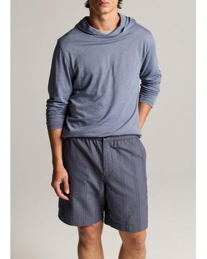 Vince Slub Pima Cotton Double-Layer Hoodie - Blue